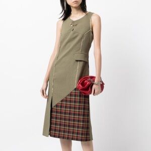 Andersson Bell- Charlotte Multi Fabric Plaid Patchwork Sleeveless Midi Dress